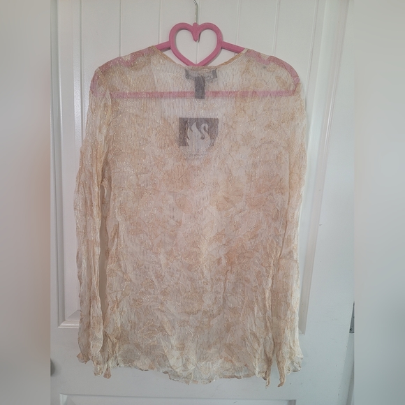 Gloria Vanderbilt Sheer Metallic Top Boho Y2K - Picture 2 of 4